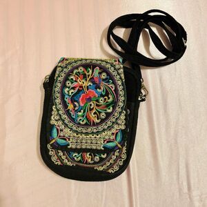 Ethnic Style Handmade Embroidered Crossbody Bag Mini Flip Canvas Shoulder Bag